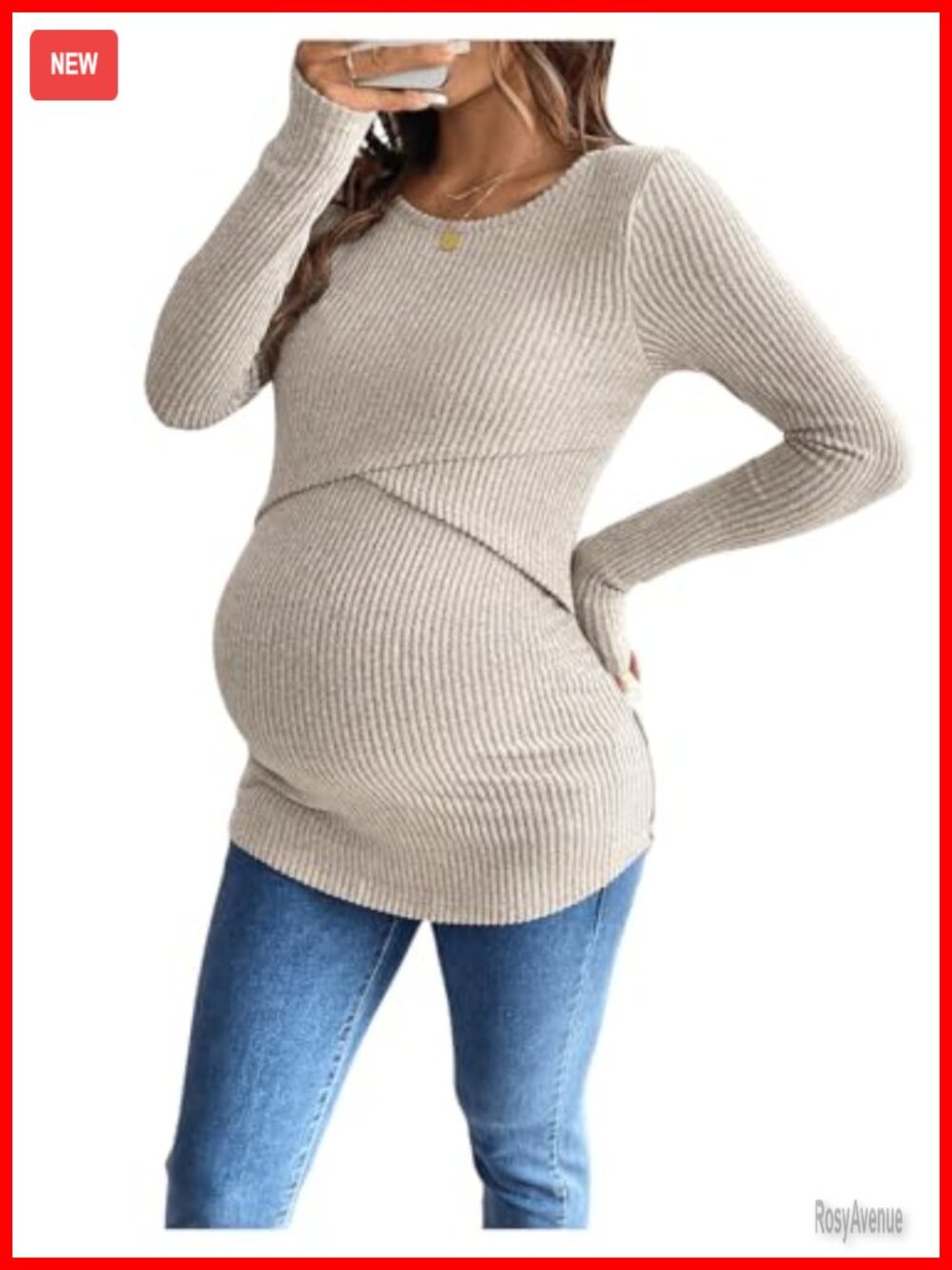 Maternity Nursing Top Long Sleeve Knit Tee Breastfeeding Shirt